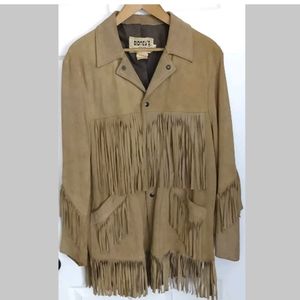 vintage 1960/70's light brown suede leather fringe